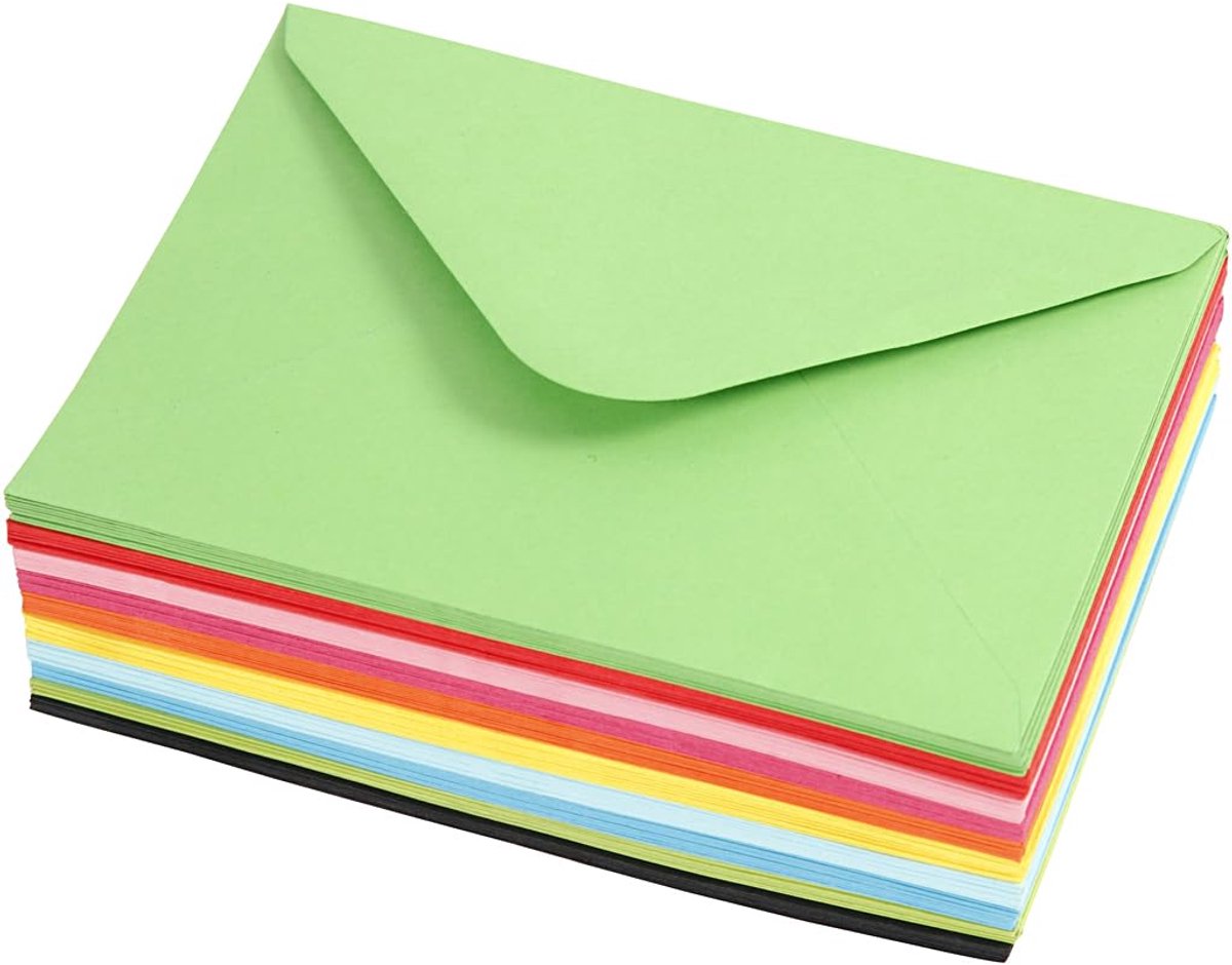 Kleurige Enveloppen C6 11,5x16cm - 80g - 100 Assorted - Perfect voor elke gelegenheid - SnelShoppen