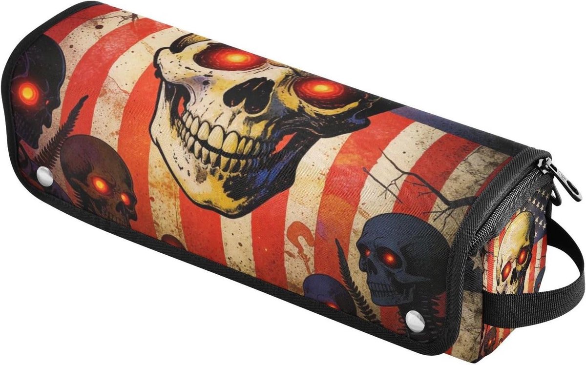 Reistas Haargereedschap - Opbergtas Krultang - Stylingtools Meenemen - Hittebestendige Mat - 37 cm - Patriottisch