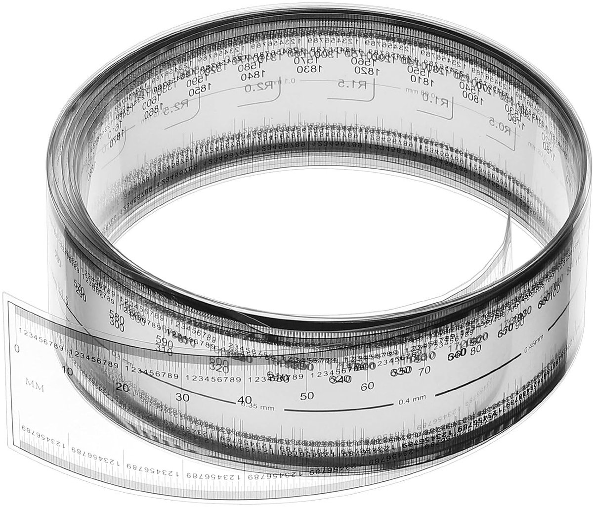 Film Flexibele Heerser 200cm 0.1mm Schaal met R Hoek en Breedte Lijnen Clear PET Plastic Zachte Vouwen Rechte Heerser voor Fabriek, Transparant, 1 Stks