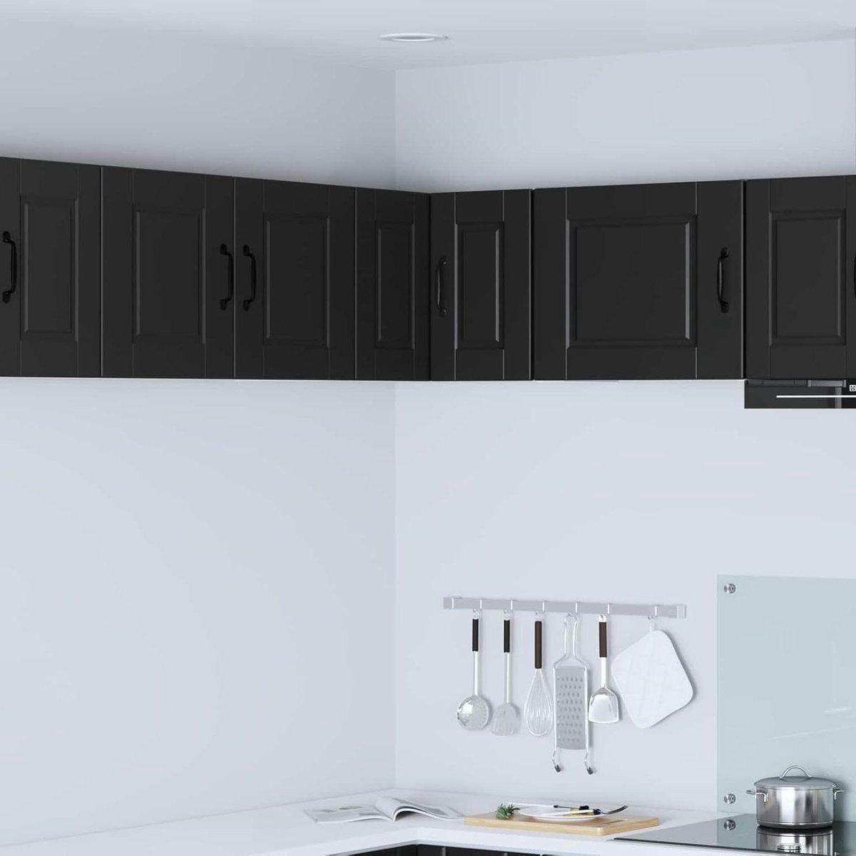 Keukenhoekkast - Wandkast Keuken - Keuken Opbergen - Ruimtebesparend Ontwerp - 57 x 57 x 40 cm - Zwart