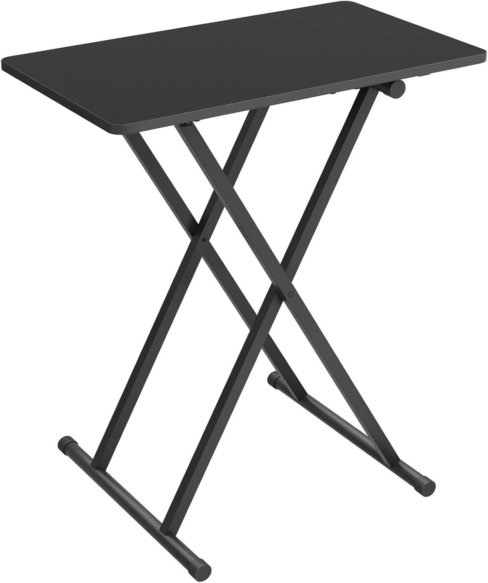 Opklapbare bijzettafel, klein dienbladtafeltje, in hoogte verstelbaar, 60 x 40 x 60 cm, tv-tafeltje in industriële stijl, snacktafel, zwart EBK16BZ01