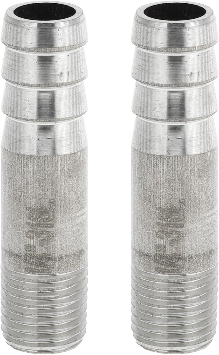 Barb Fitting 1/4" Male BSPT Buisaansluiting Voor Lucht Water Olie Gas Brandstof 316 Rvs 2 Stuks Zilverkleurig