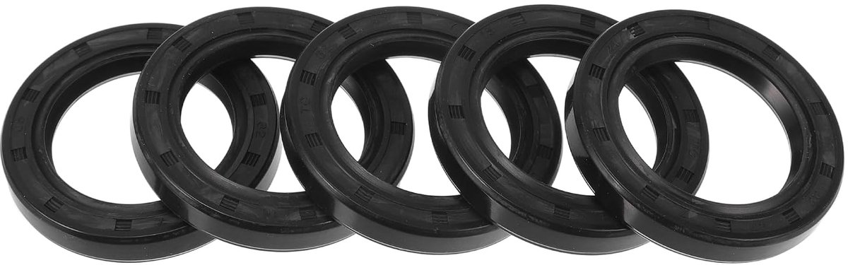 TC Universele olieafdichting met dubbele lip met stalen afdichtring met draaiveer, 32 x 47 x 7 mm, hoge druk, NBR-rubber, zwart, 5 stuks