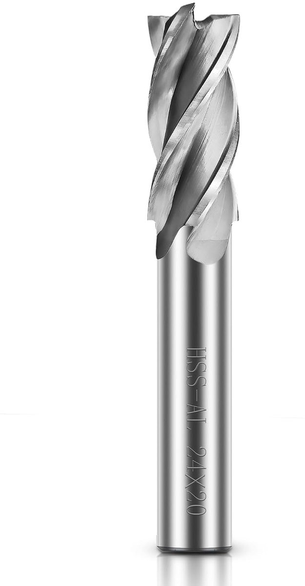 24 mm freesboor 4-fluit eind mill bit, HSS CNC cilindrische schacht cutter tool set voor hout, aluminium, staal, titanium