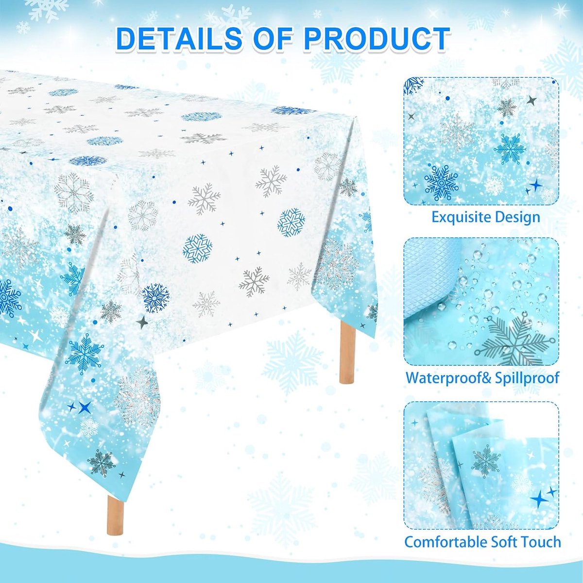 1 stuk kerst sneeuwvlok tafelkleed bevroren thema feestdecoraties winter wonderland decoraties feestbenodigdheden wegwerp plastic tafelkleden, 137 x 274 cm