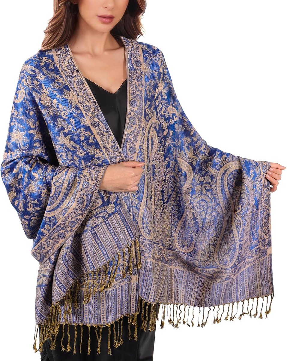 sjaal voor dames, elegante en zachte omslagdoek, lichtgewicht damessjaal met paisleymotief – lange damesdoek