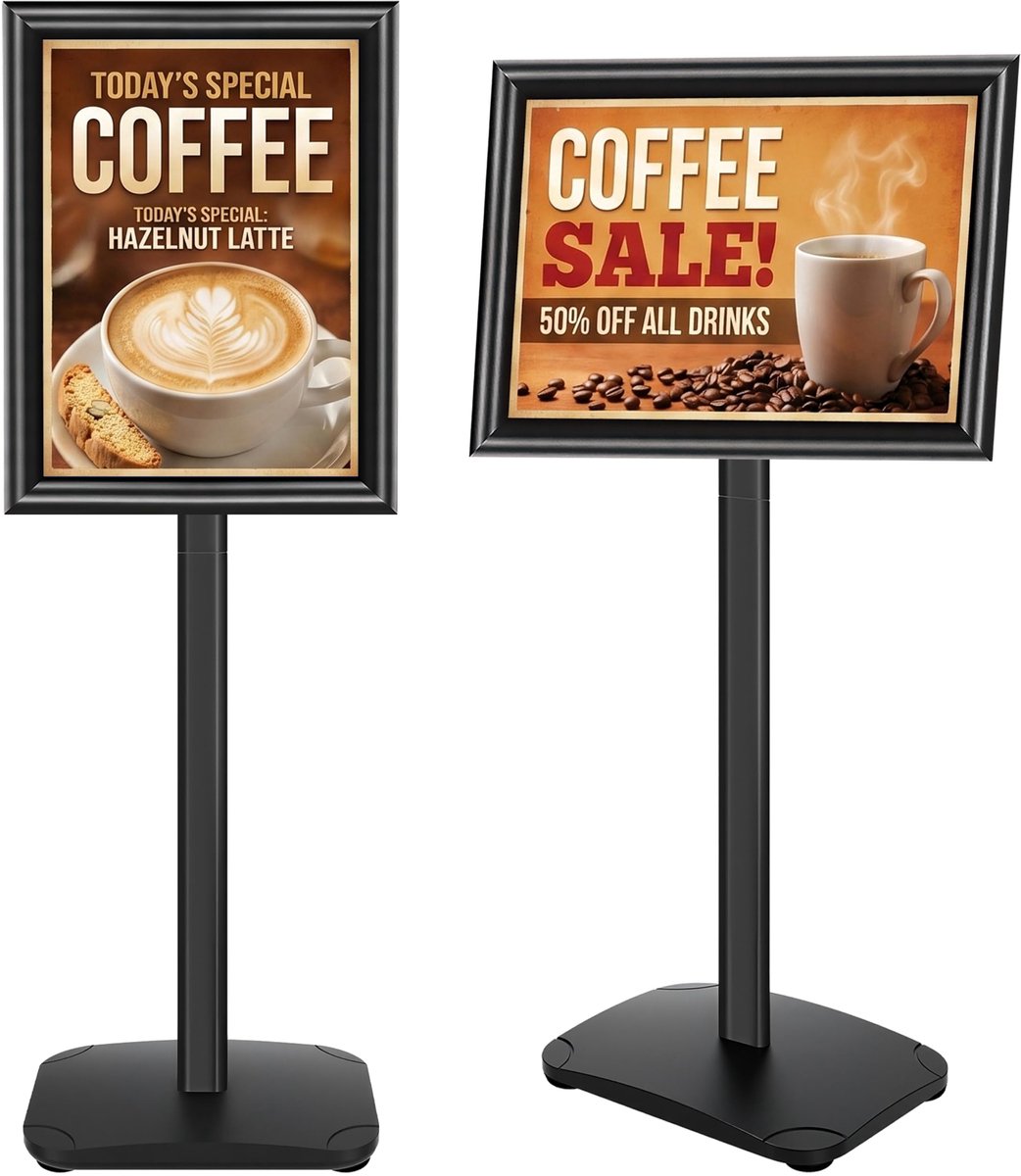 A3 posterstandaard met zware basis - draaibaar displaystandaard - voor verticale/horizontale weergave - SnelShoppen