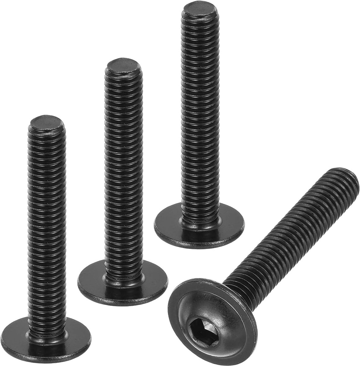 50 stuks M5-0,8 x 30 mm flens knopschroeven 304 roestvrij staal binnenzeskant bevestigingsschroeven volledige schroefdraad machineschroeven zwart