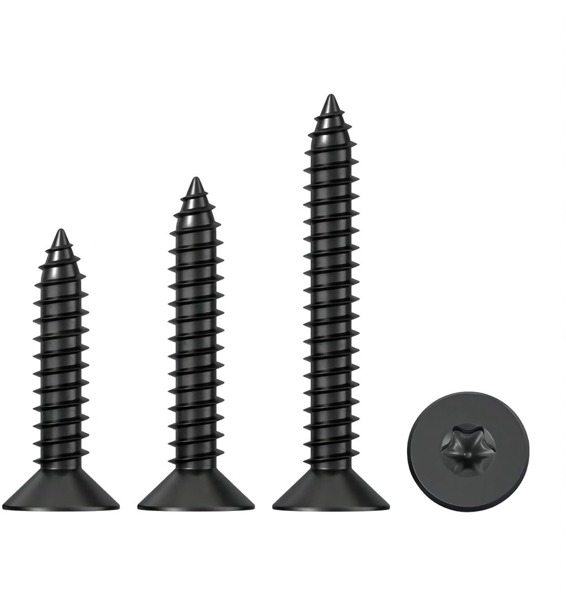 50 stuks M4x14mm zelfsnijdende schroef, Torx platkopschroeven roestvrij staal, ronde kop volledig draad, zwart