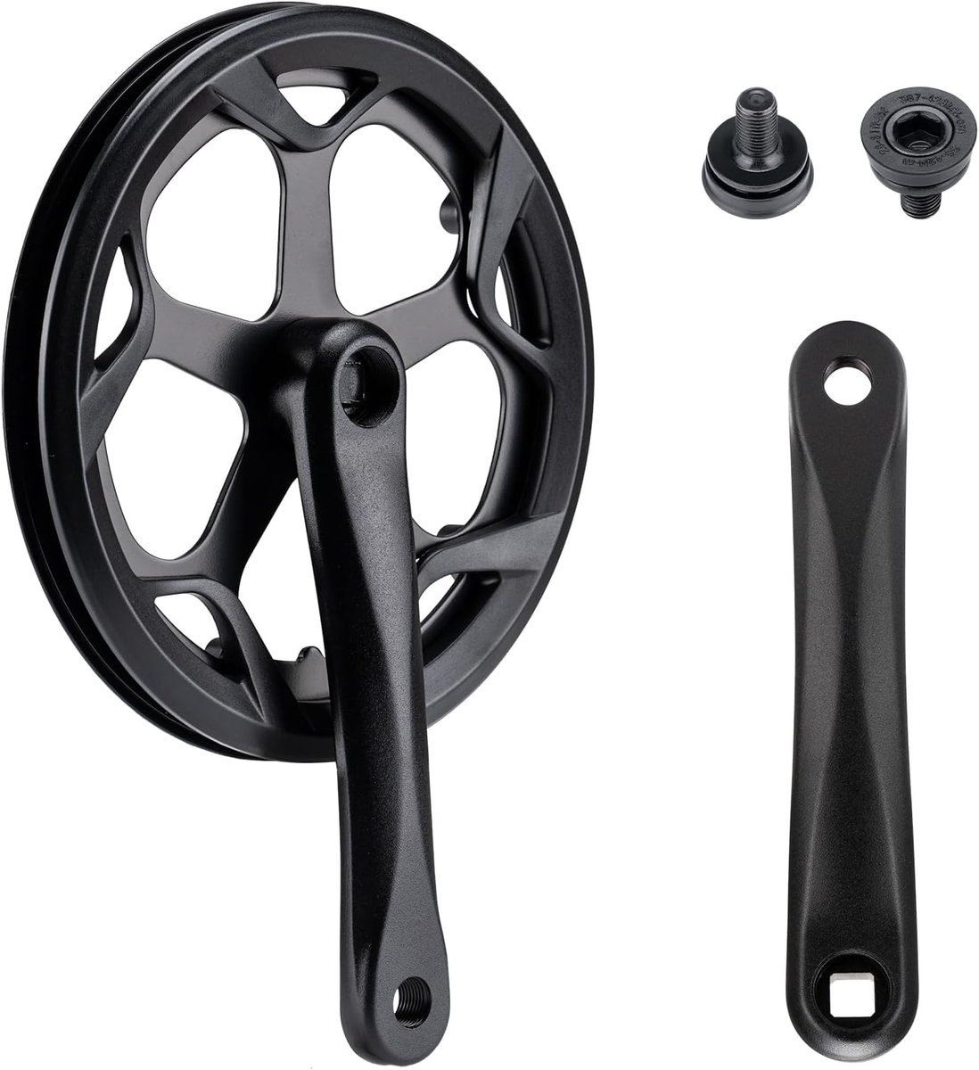 46-52T Crankstel 152-170mm aluminium krukarm, stalen kettingblad & dubbele beschermer voor 1/6/7/8v e-bike, stadsfiets, vouwfiets, fatbike, mountainbike