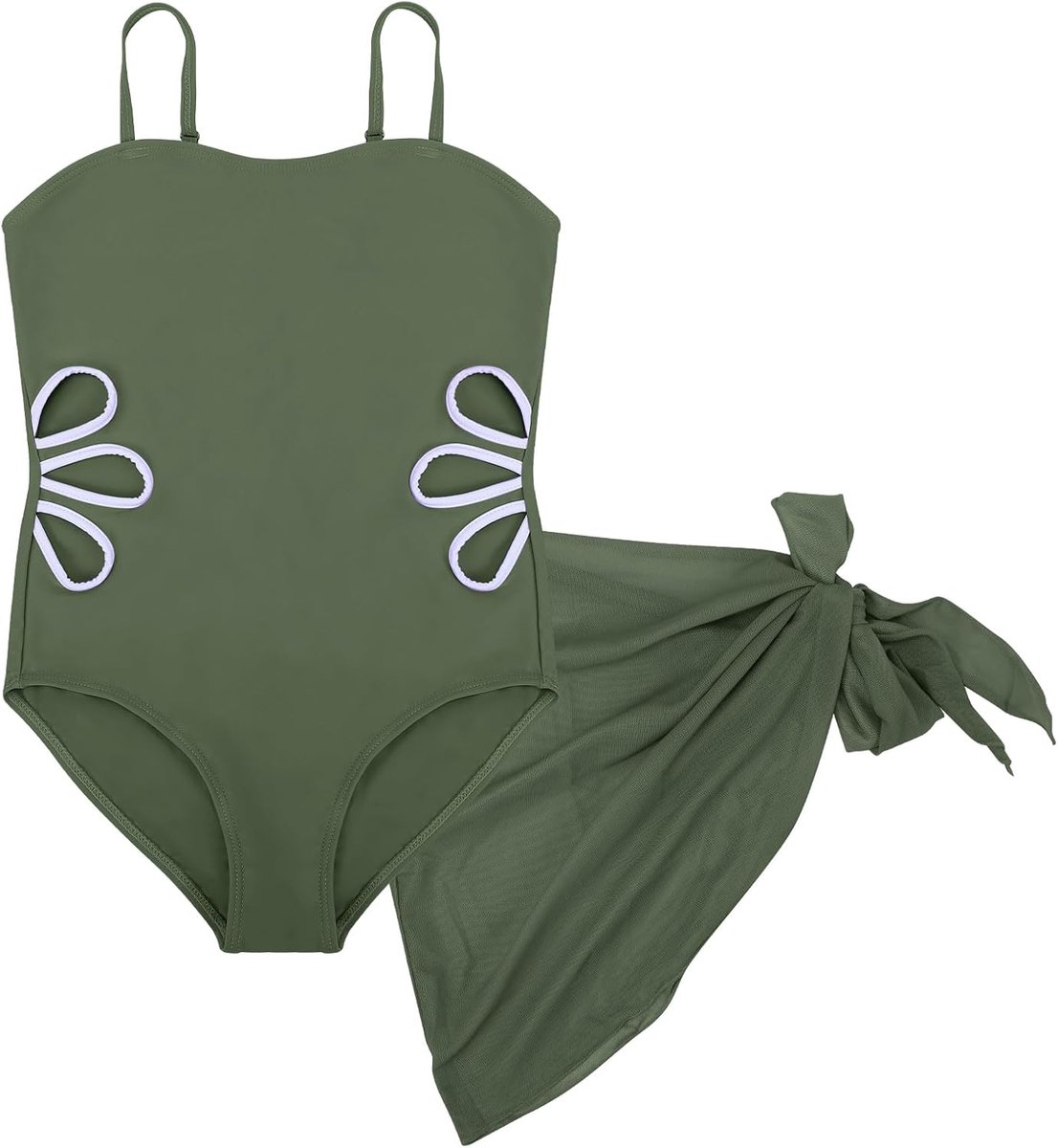 Badpak voor meisjes, met bedekkende rok, uitgesneden meisjes, eendelig badpak, strandbadpak, verstelbare bandjes