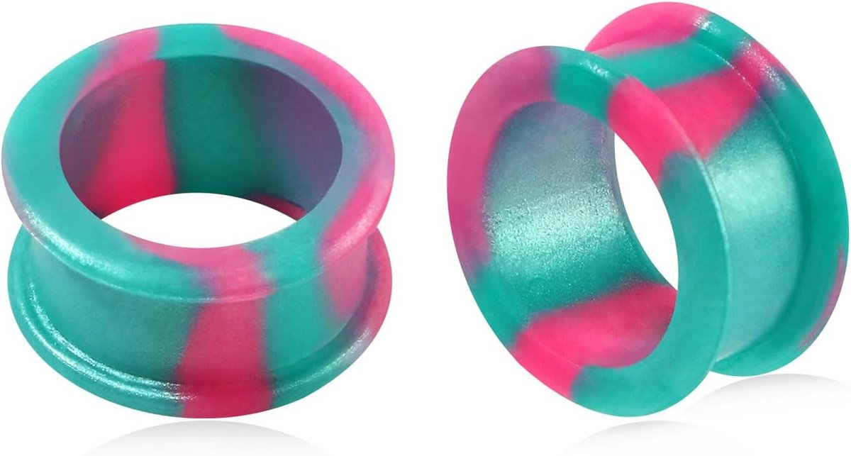 Oorplug van hard silicone, dubbele uitlopende flexibele oor-expander, oorpiercing, 3 mm-25 mm