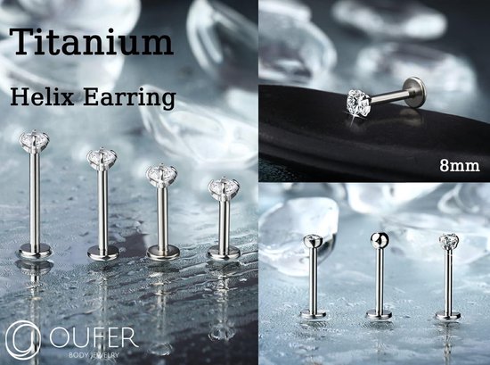 Body Piercing Intern Lip Bars Labret Stud Piercing 6mm/8mm/10mm/12mm Helix Oorbel 16G Tragus Oorbel Piercing Sieraden Titanium Tragus Helix Conch Lip Piercing Bars, Titanium — afbeelding 2