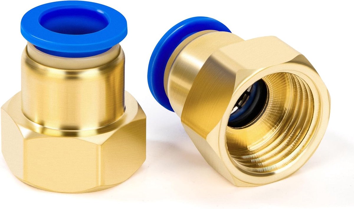 Persluchtsnelkoppeling, 2 stuks, 10 mm x 1/2 inch BSP-aansluiting, rechte koppeling voor persluchtslang, compressor, werkplaats, garage en doe-het-zelver