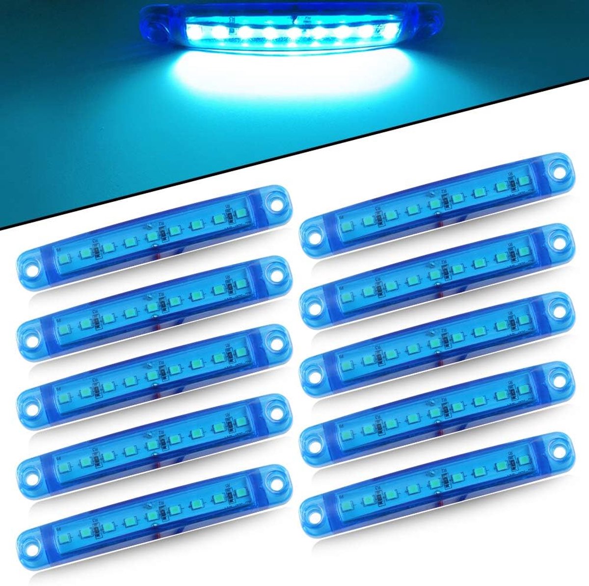 10st Zijlicht 9SMD 12-24V Super Heldere LED-Zijlichten Voor Zijmarkeringslichten Auto Driving Truck Bus/Trailer Front Light Motorcycle Trailer Achterlichten (Blauw)