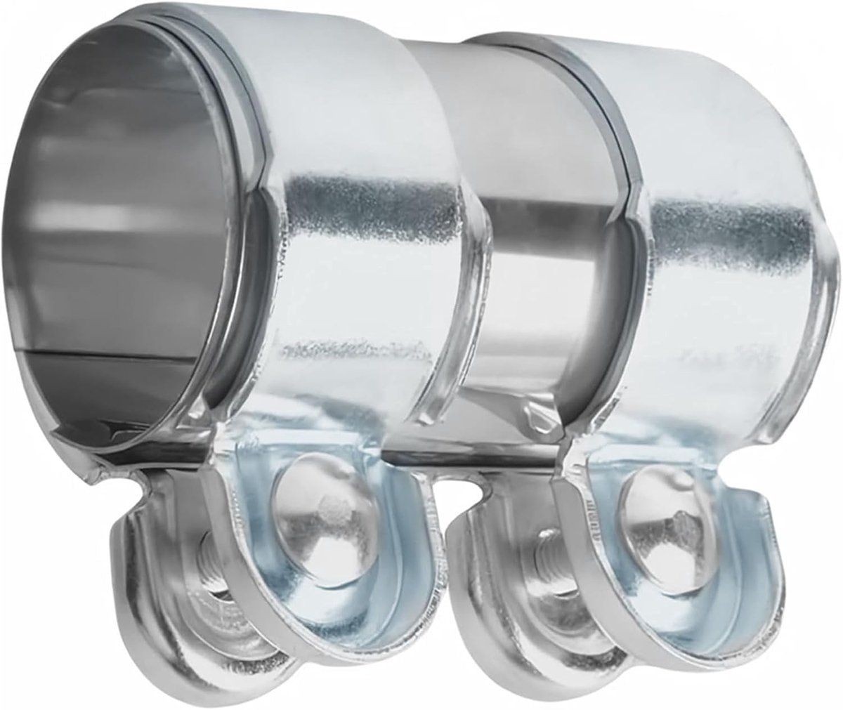Uitlaatklem, diameter 55 mm x 95 mm, uitlaatklem, roestvrij staal, buisverbinder, uitlaatklemmen met dubbele klem, universele uitlaatklem, buisconnector
