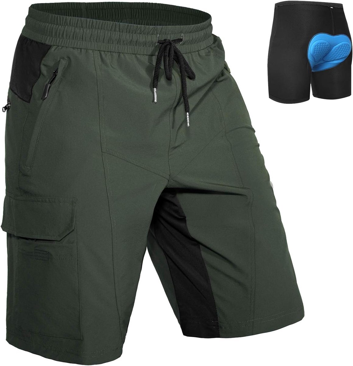 Heren fietsbroek kort met 4D Gevoerd mountain bike kleding sport ademende sneldrogende stretch fit baggy