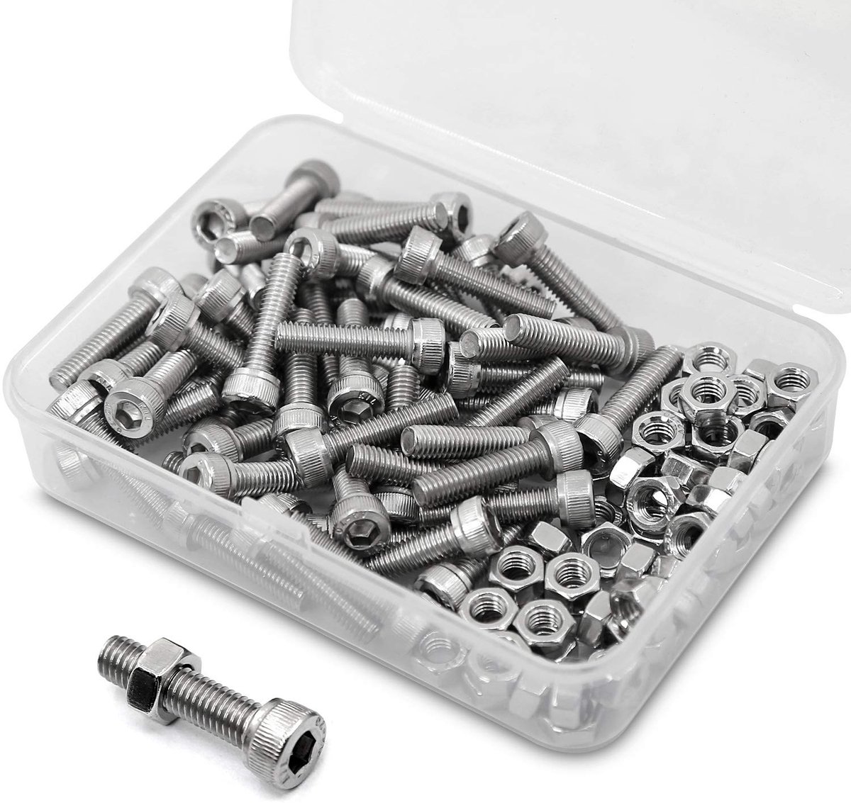 * 10mm 80 Stuks Inbusbout en Moer Combinatie Doos 304 Roestvrijstalen Inbusbouten