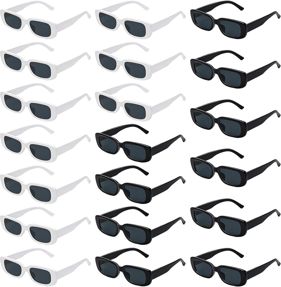 20 stuks vintage rechthoekige zonnebril: retro zonnebrillen set, trendy bril voor dames en heren, modieuze retro bril met uv-bescherming, zonnebril voor feest, verjaardag en concerten