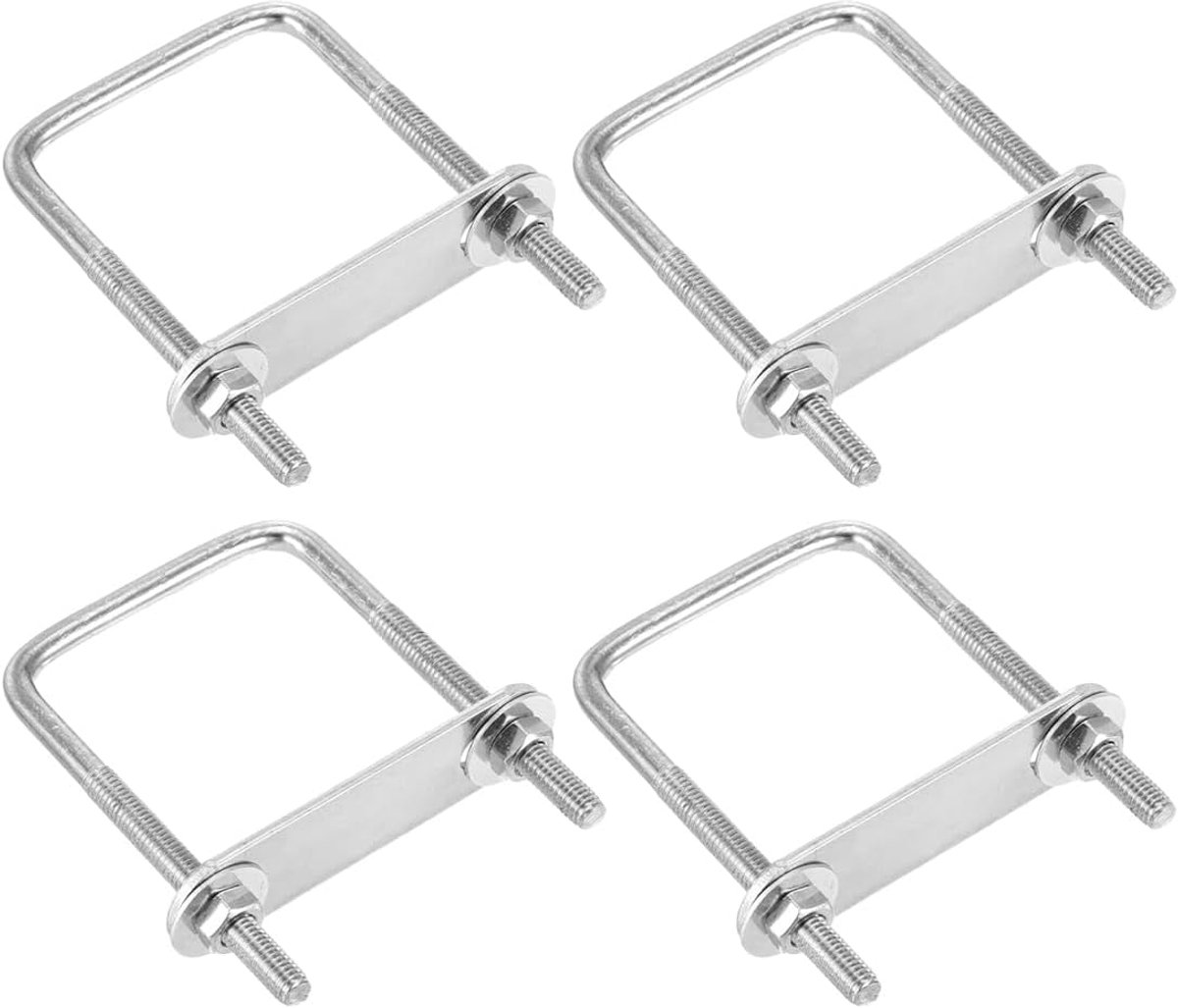U-bouten vierkante set, roestvrijstalen vierkante klem met moeren, ringen, frameplaat voor pijp, aanhanger, auto (M6X40X80)
