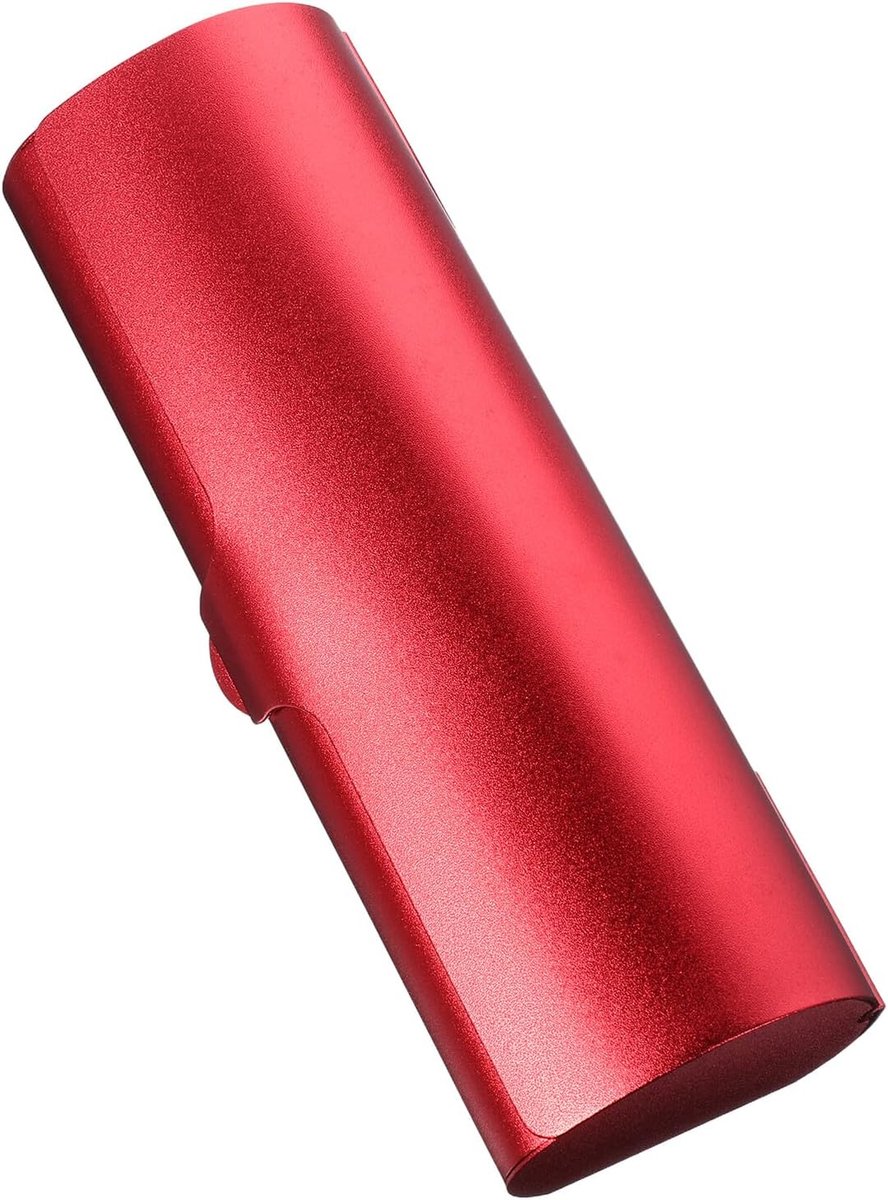 Aluminium brillenkoker, rood, slank, harde beschermhoes van metaal, handgemaakt, compact en draagbaar, voor zonnebrillen en leesbrillen, robuust reisetui voor heren en dames