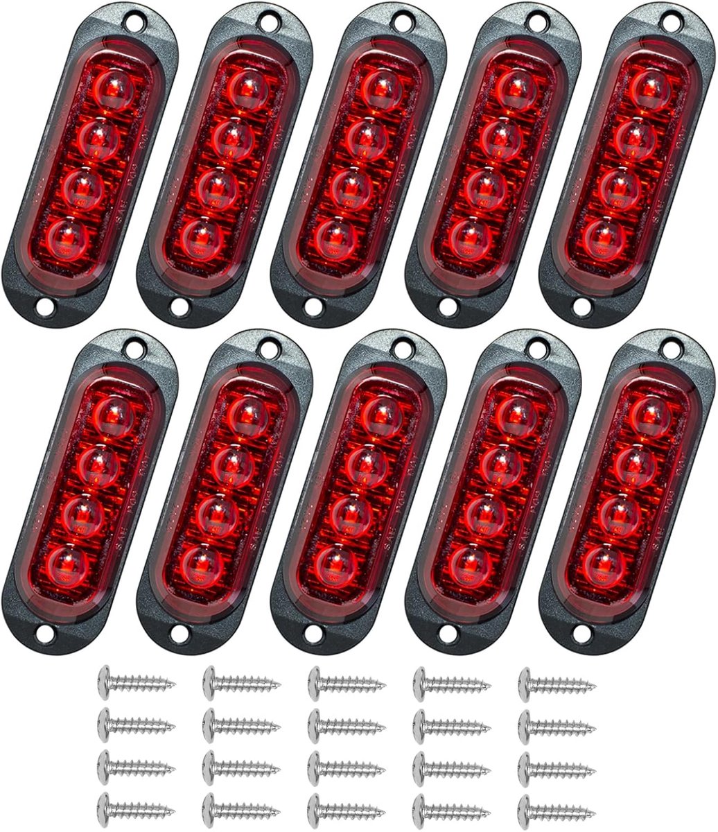 10 x begrenzingslampen, zijmarkeringslichten met 4 lampen, 86 mm, 12/24 V, 3000 K, waterdicht, universele positielampen, aanhanger voor vrachtwagen, auto, caravan, camper, als contourlicht