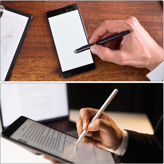 6 stuks metalen styluspen balpen 2-in-1 universeel intrekbare inkt pen met styluspunten voor alle capacitieve touchscreen-apparaten zilver — afbeelding 4