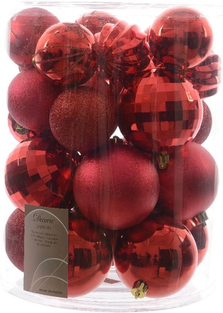 Decoratieballen 30 rood - kerstballen - kunststof - perfect voor feestelijke versiering - SnelShoppen