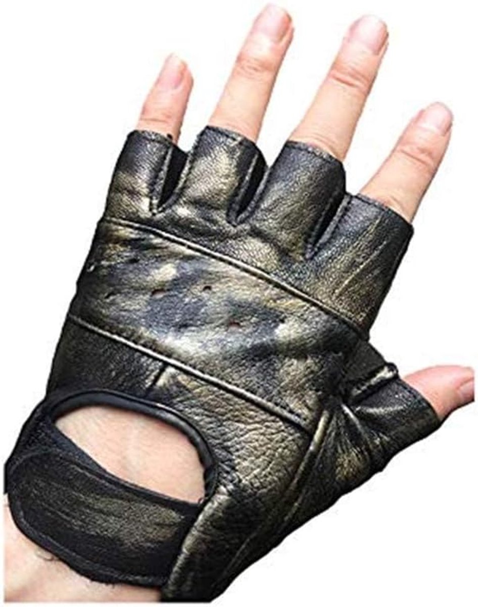Sugar Man handschoen lederen ketting ring solide halve vinger punk gothic fiets biker gothic schop hoofd dood kruis