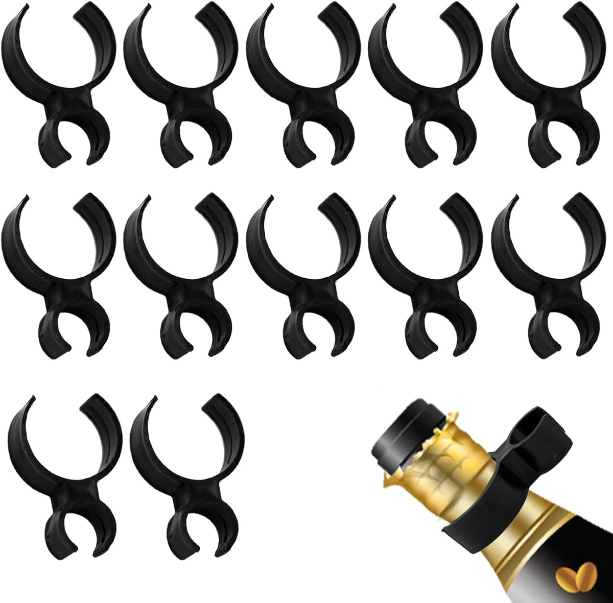 12 stuks champagne fles clips met sterretjes, flesverlengers met sterretjes voor kaarsen, feest- en keukenaccessoires voor binnen en buiten