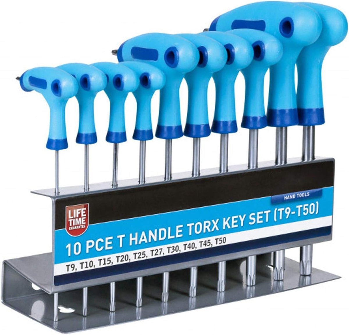 T-handle Torx sleutelset 10-delig - T9-T50 - chrome vanadium - comfortabele handgrepen - ShopVlot
