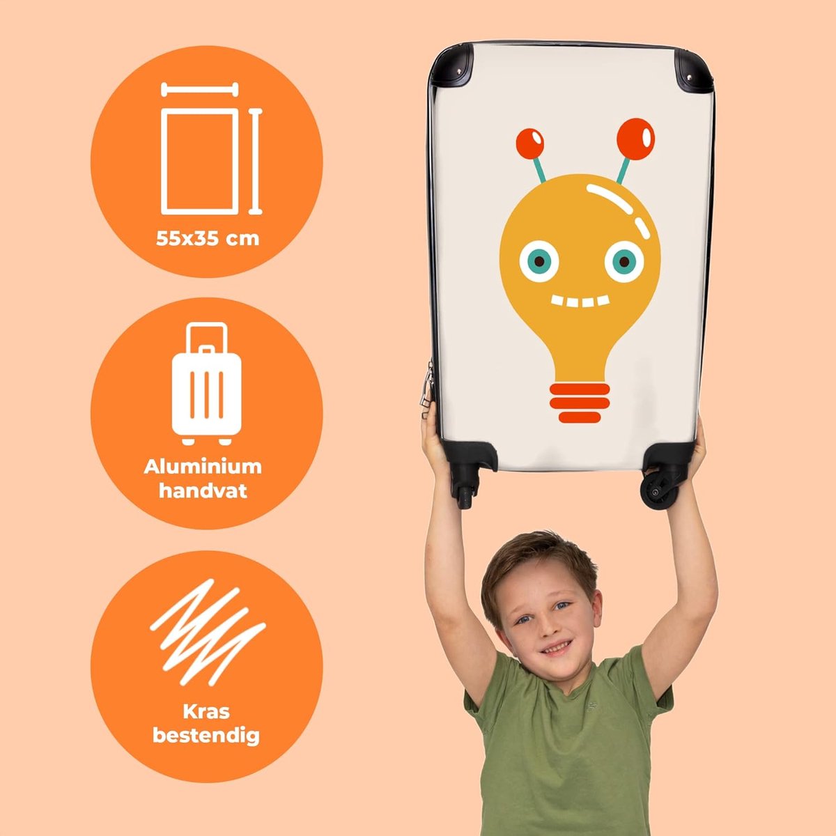 Koffer - handbagageformaat - kindvriendelijk design - lichtgewicht en kleurrijk - ShopVlot