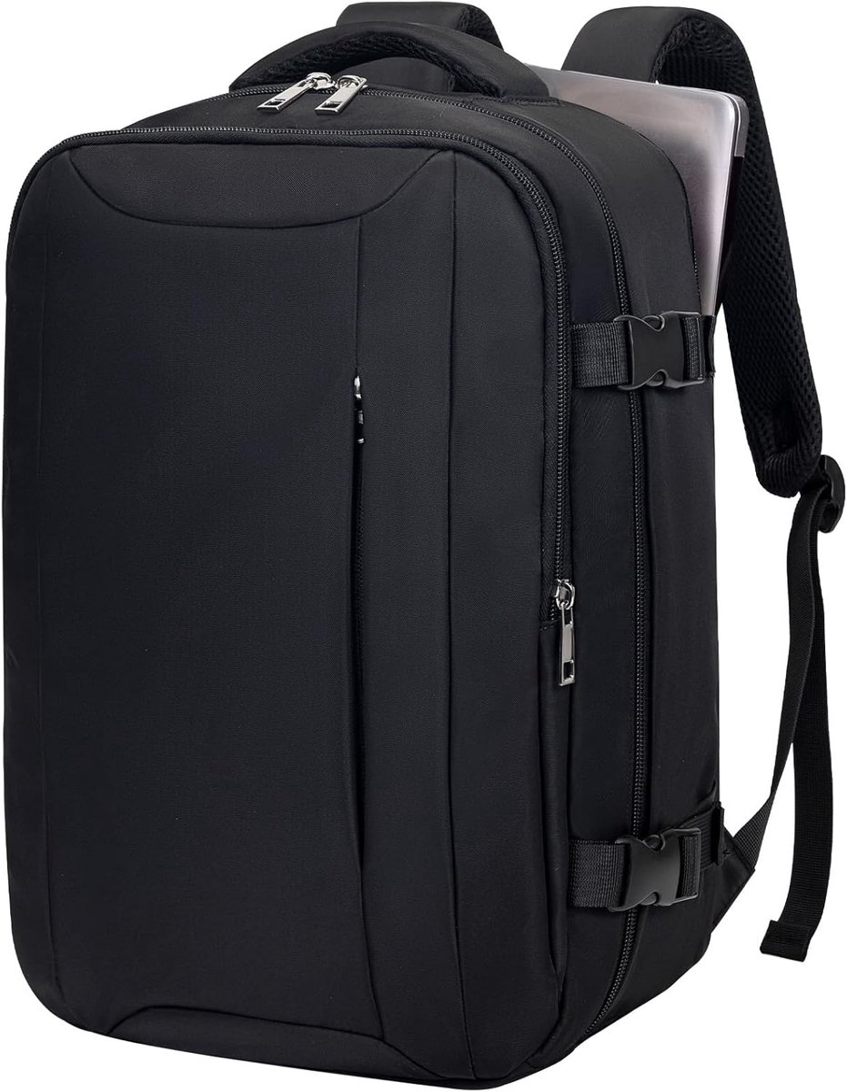 Reisrugzak 40 x 30 x 20 cm - Minimalistisch zwart - Meerdere vakken - Ideaal als handbagage - ShopVlot