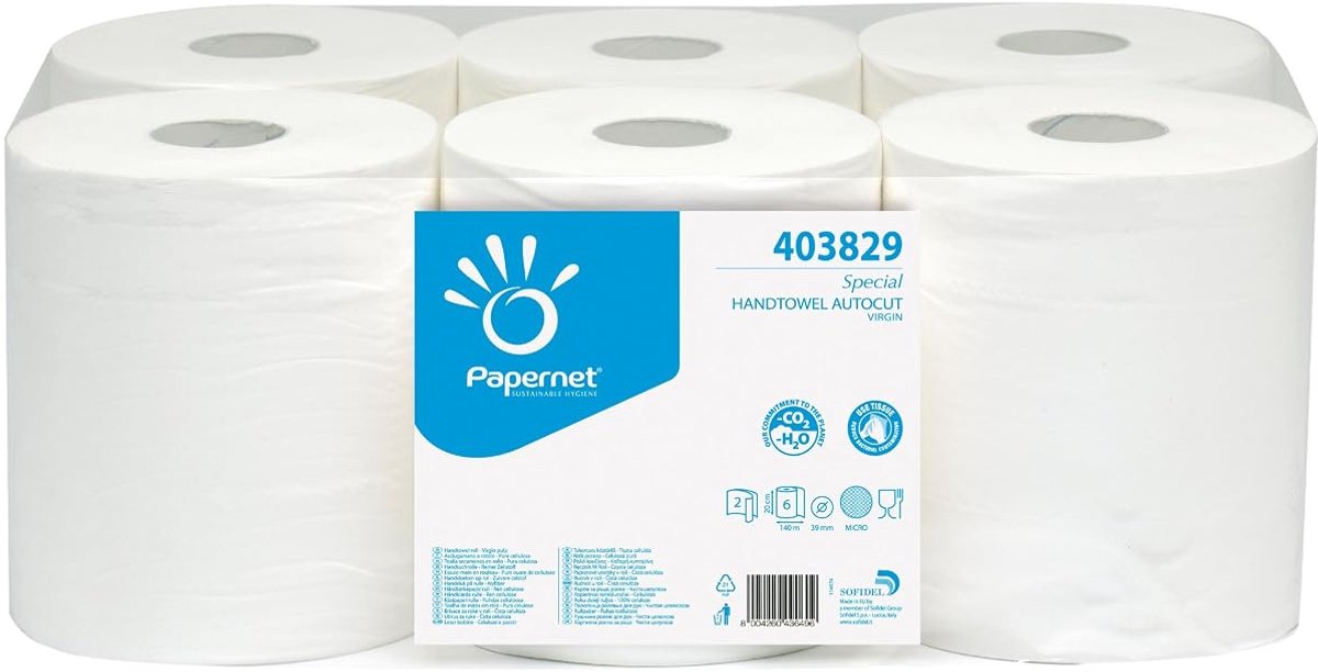 Papierrollen autocut - pure cellulose - microrelief - geschikt voor sanitaire voorzieningen - ShopVlot