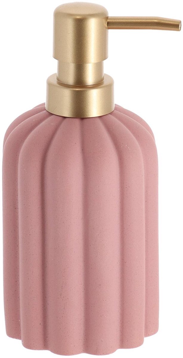 Tendance zeeppomp / zeepdispenser Ibiza - roze - 350ml - rond - 18 x 8 cm - polyresin