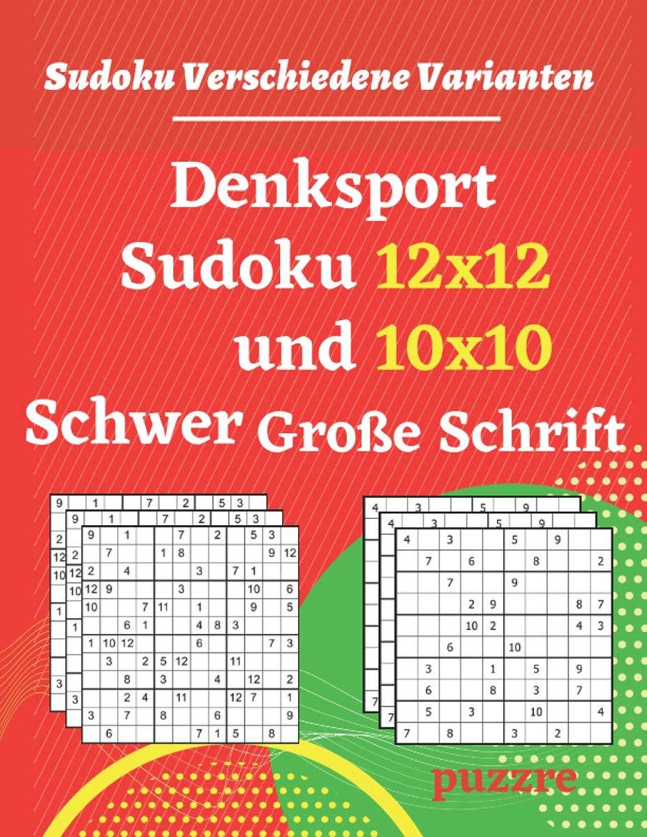 Sudoku 12x12 en 10x10 moeilijk - grote schrift - logica en denkspellen - ideaal voor volwassenen en senioren - ShopVlot