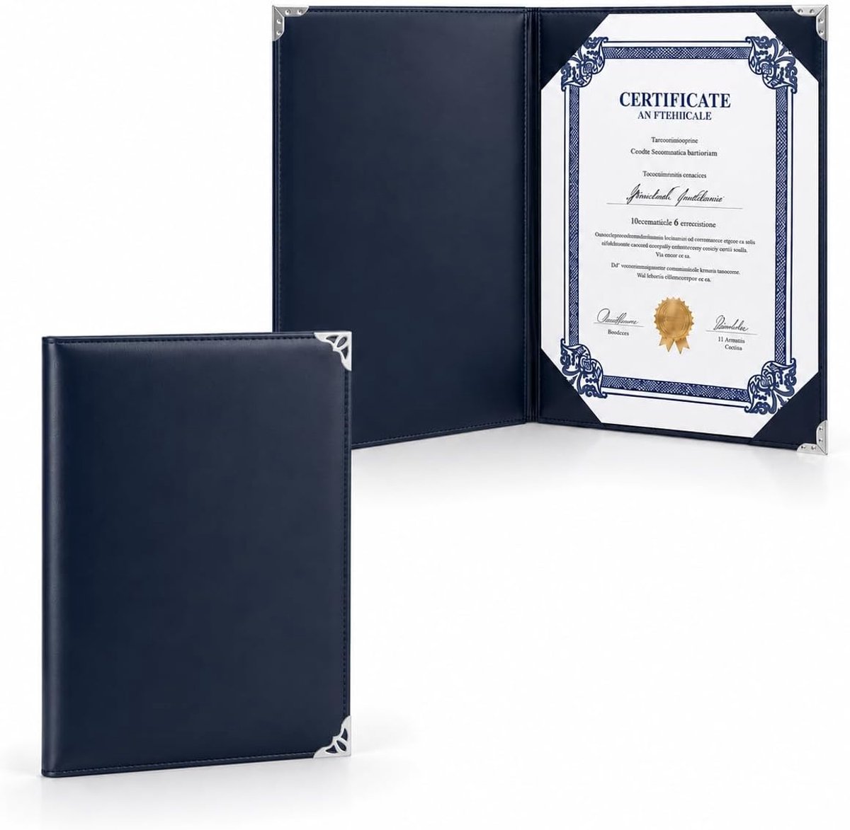 Diploma houder 21.5 x 28 cm - Faux leer - Met zilveren hoeken - Professionele presentatie van documenten - ShopVlot