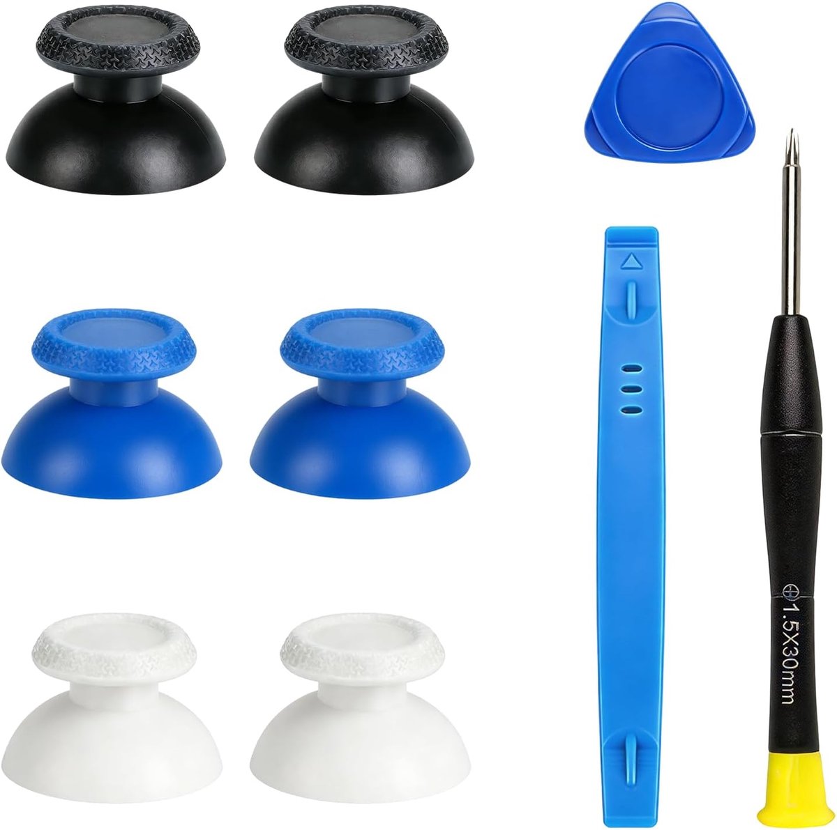 Vervangende Thumbsticks Set - Textured Analoge Sticks - Wit, Zwart, Blauw - Duurzaam en functioneel - ShopVlot