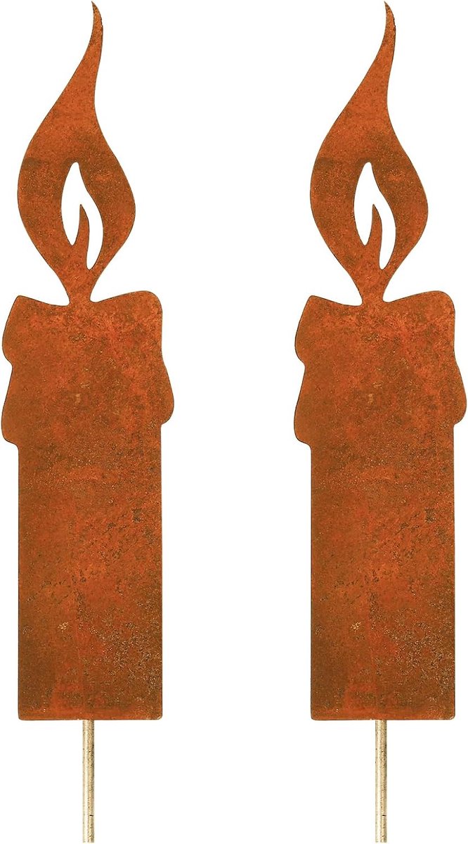 Rustic kaarsen set van 2 - metalen tuinstokken - kerstdecoratie - sfeervolle buitenverlichting - SnelShoppen