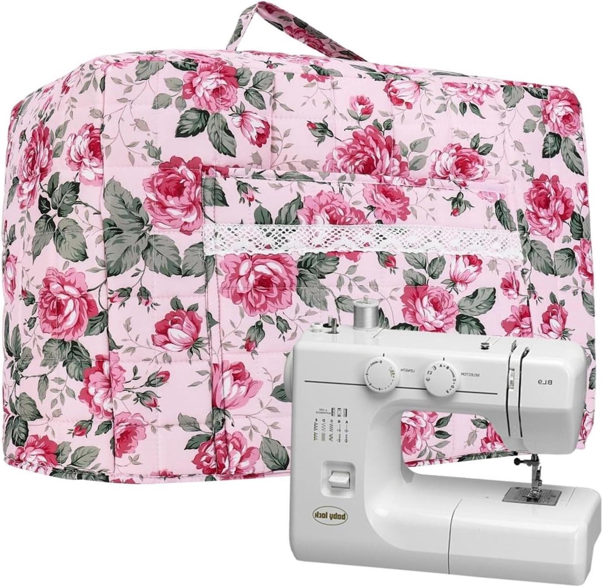 Naaimachinehoes - Draagtas Beschermhoes - Naaiprojecten Organiseren - Rustiek Bloemenmotief - 43 x 35 x 6 cm - Multicolor