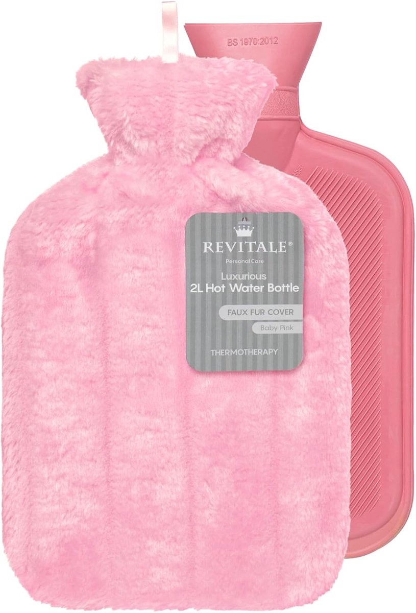 Warmwaterkruik 2 Liter - Zachte Overtrek - Natuurrubber - Duurzaam & Lekvrij, Babyroze - ShopVlot