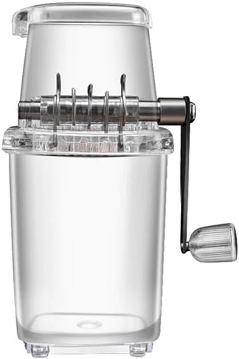 Handmatige ijsvergruizer, draagbare ijsschaafmachine met handslinger en roestvrijstalen messen - maakt geschoren ijs, slushpuppy's en smoothies - compact en draagbaar, perfect voor gezinskeukens, bars, kamperen, reizen en feesten.
