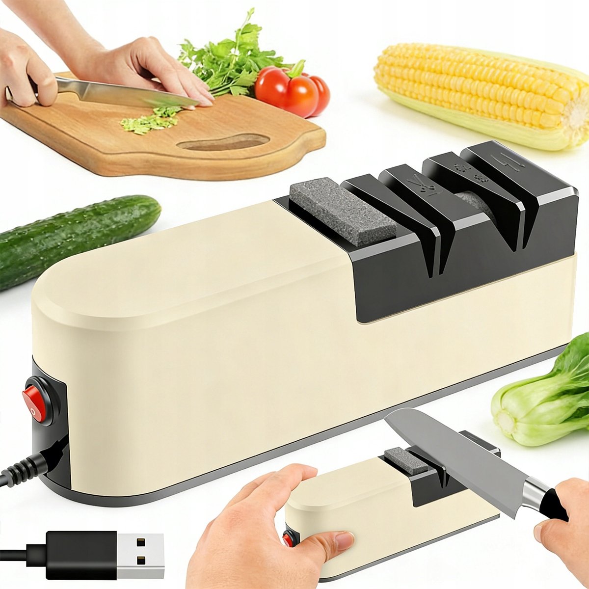 Professionele Elektrische Messenslijper - 5-in-1 Systeem
