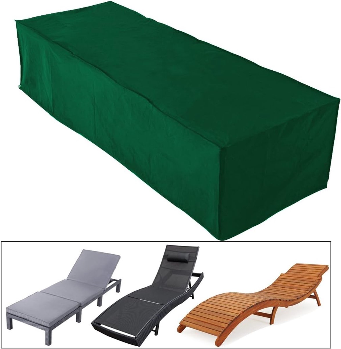 Tuinlounger beschermhoes 218x77x55 cm - PE materiaal - UV- en waterbestendig - ShopVlot