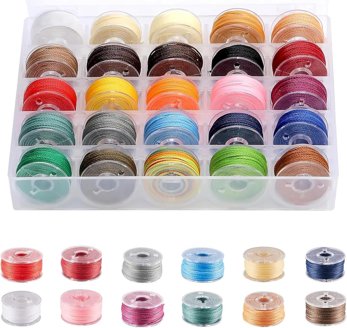 SnelShoppen - 25 Rollen Waxdraad voor Kettingen, Waxdraad voor Armbanden, 0.55mm x 10m, Kleurrijke Waxdraad, Handnaaien, Creatieve Knutselprojecten