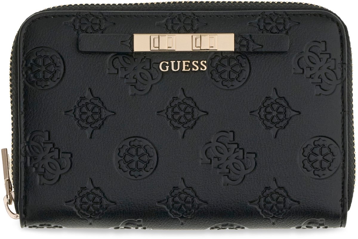 GUESS portemonnee Carmella SLG Medium Zip Around Wallet Black Logo zwart
