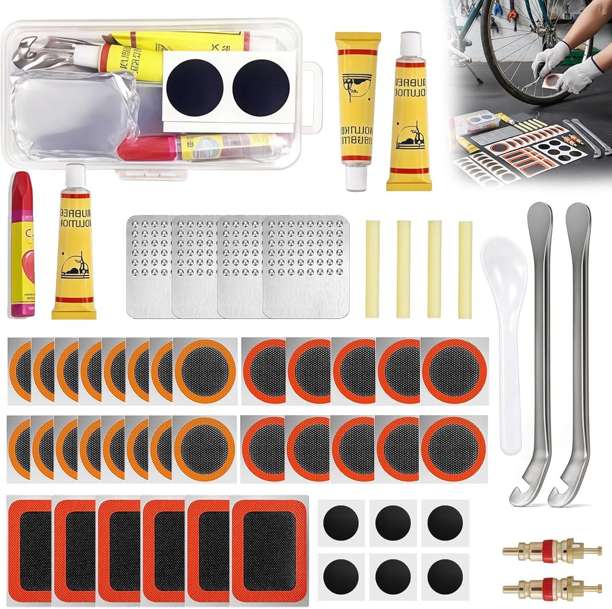 Fietsreparatieset 56-delig - Inclusief plaksets en levers - Voor uitgebreide bandreparaties - Ideaal voor fietsers - ShopVlot
