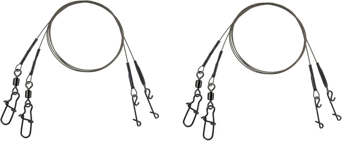 Set van 4 x 7x7 super-zachte stalen voerkabels - met zwengel en knooploze connector - 50 cm lengte, 6-20 kg belasting - ShopVlot