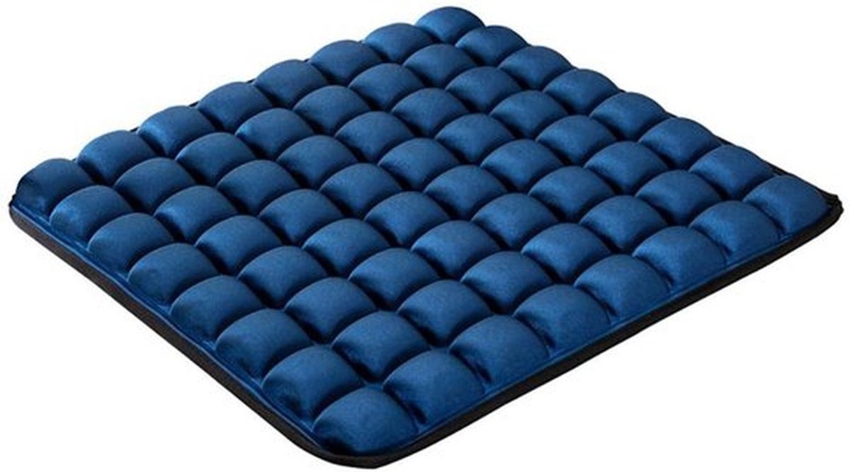 Luchtkussen voor stoel, rugkussen voor verlichting van rug-, ischias- en staartbeenpijn, 3D opblaasbaar kussen voor bureaustoel, autostoel, rolstoel (Blauw)