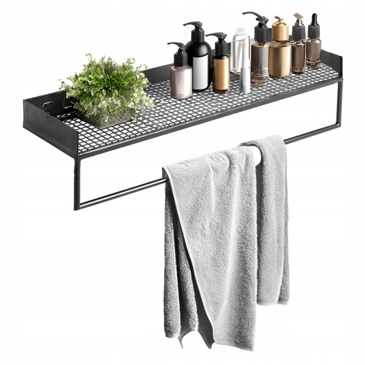 Merkloos Metalen Wandrek met Hanger - 60cm - Zwart